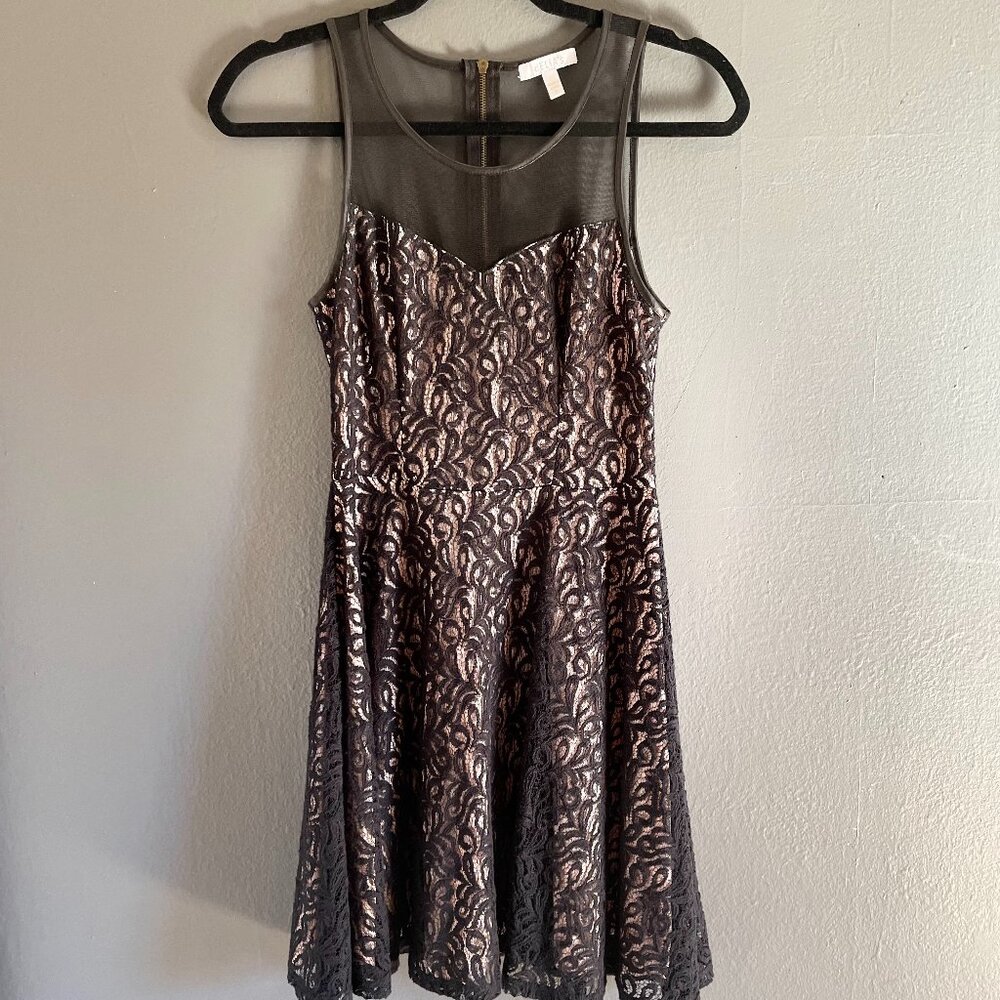 Black-lace fit-and-flare dress